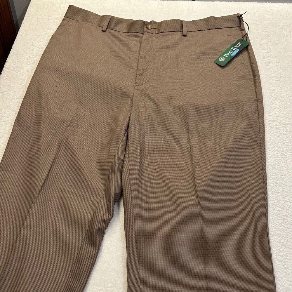 Pro Tour Golf Pants CoolPlay Houndstooth Mens 40x30 Brown ZFFB0533 Elephant Skin